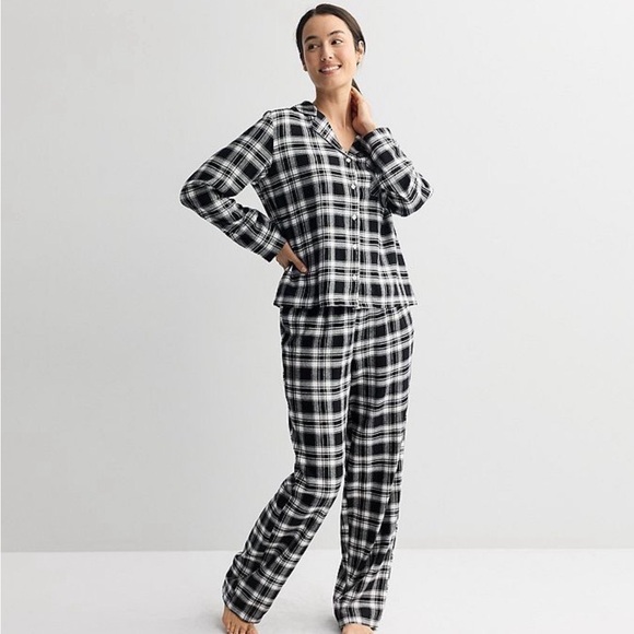 Sonoma Other - Pajama Top & Bottom Set Cotton Blend Sleepwear Gift Set NWT Women Black Plaid